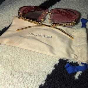 Louis Vuitton Gold and Pink Chain Sunglasses